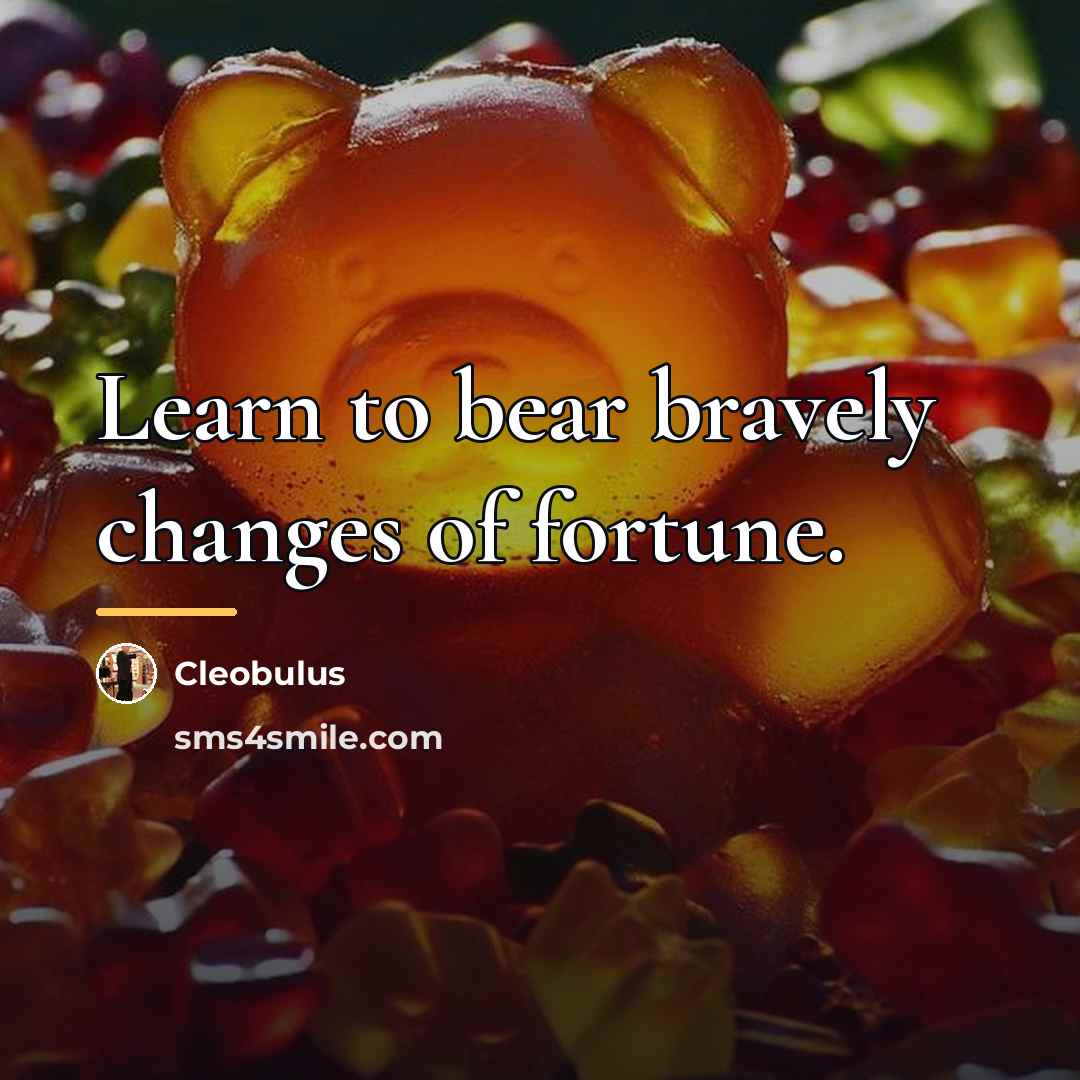 “Learn to bear bravely changes of fortune.…” quote by Cleobulus