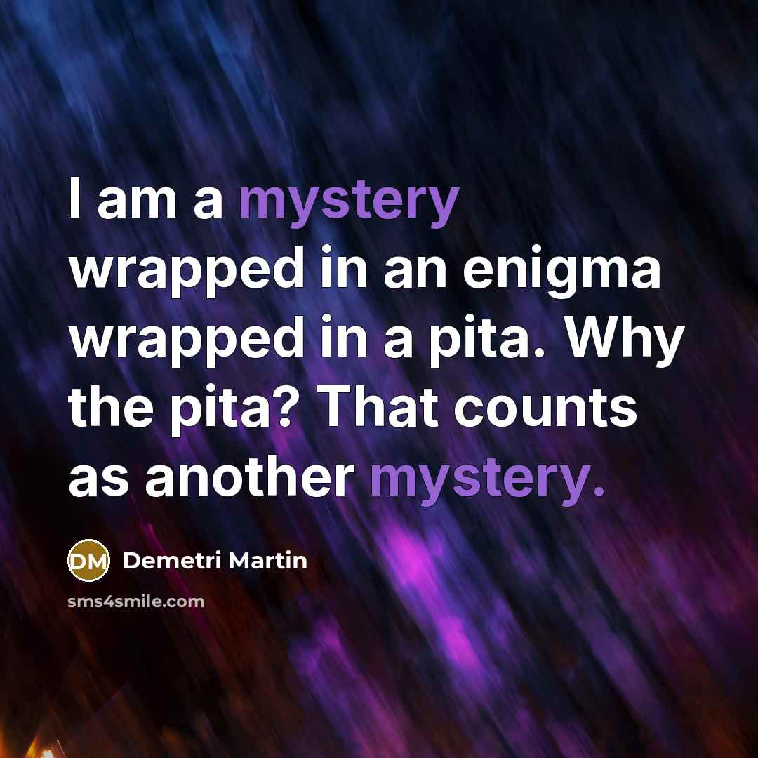 “I am a mystery wrapped in an enigma wrapped in…” quote by Demetri Martin