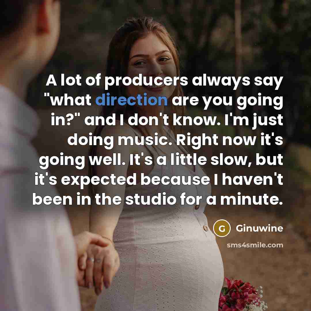 “A lot of producers always say "what direction are you going in?" and I don't know. I'm just doing music. Right now it's going well. It's a little slow, but it's expected because I haven't been in the studio for a minute.” quote by Ginuwine