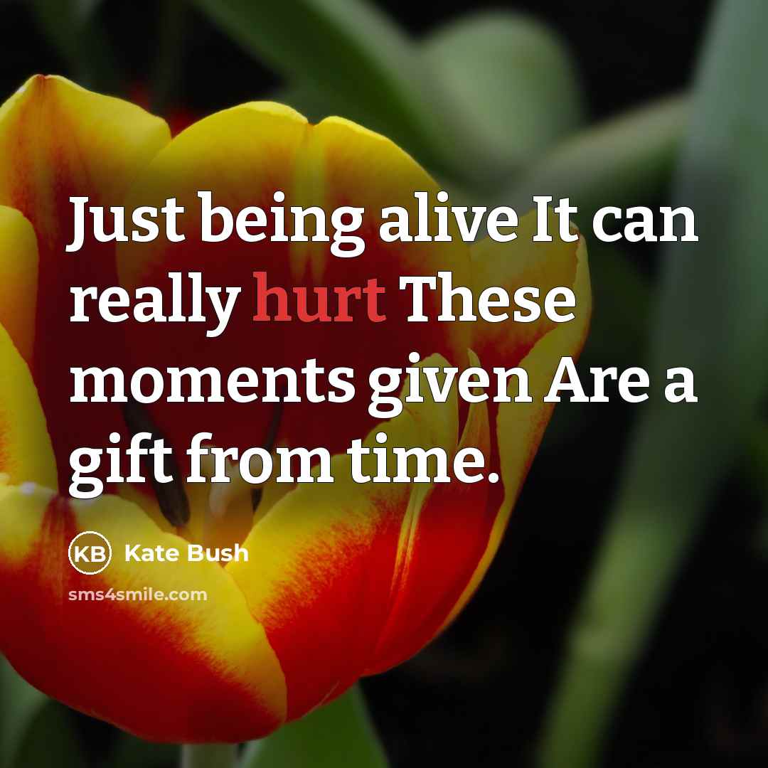 “Just being alive It can really hurt These moments given…” quote by Kate Bush