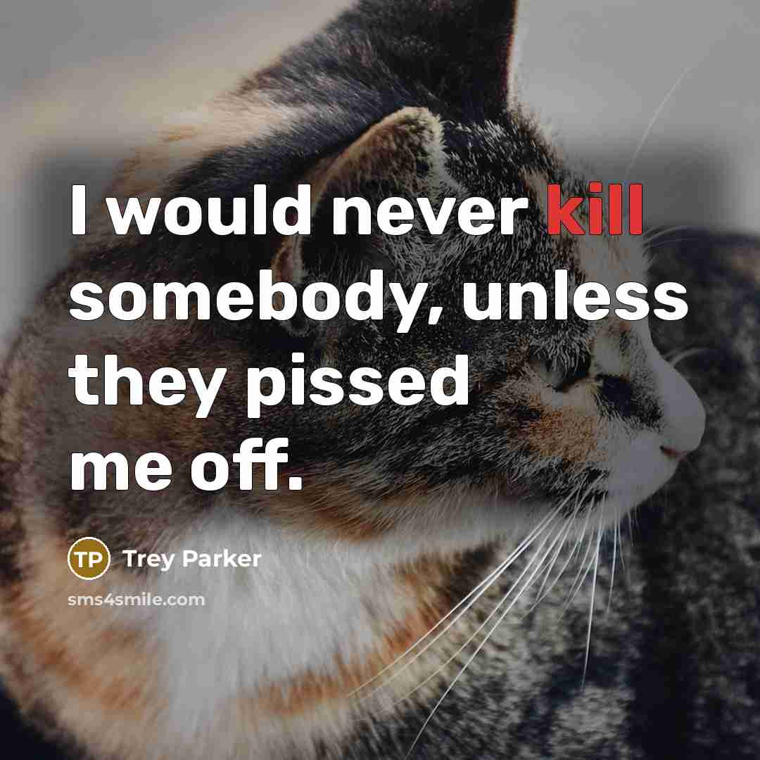 “I would never kill somebody, unless they pissed me off.” quote by Trey Parker