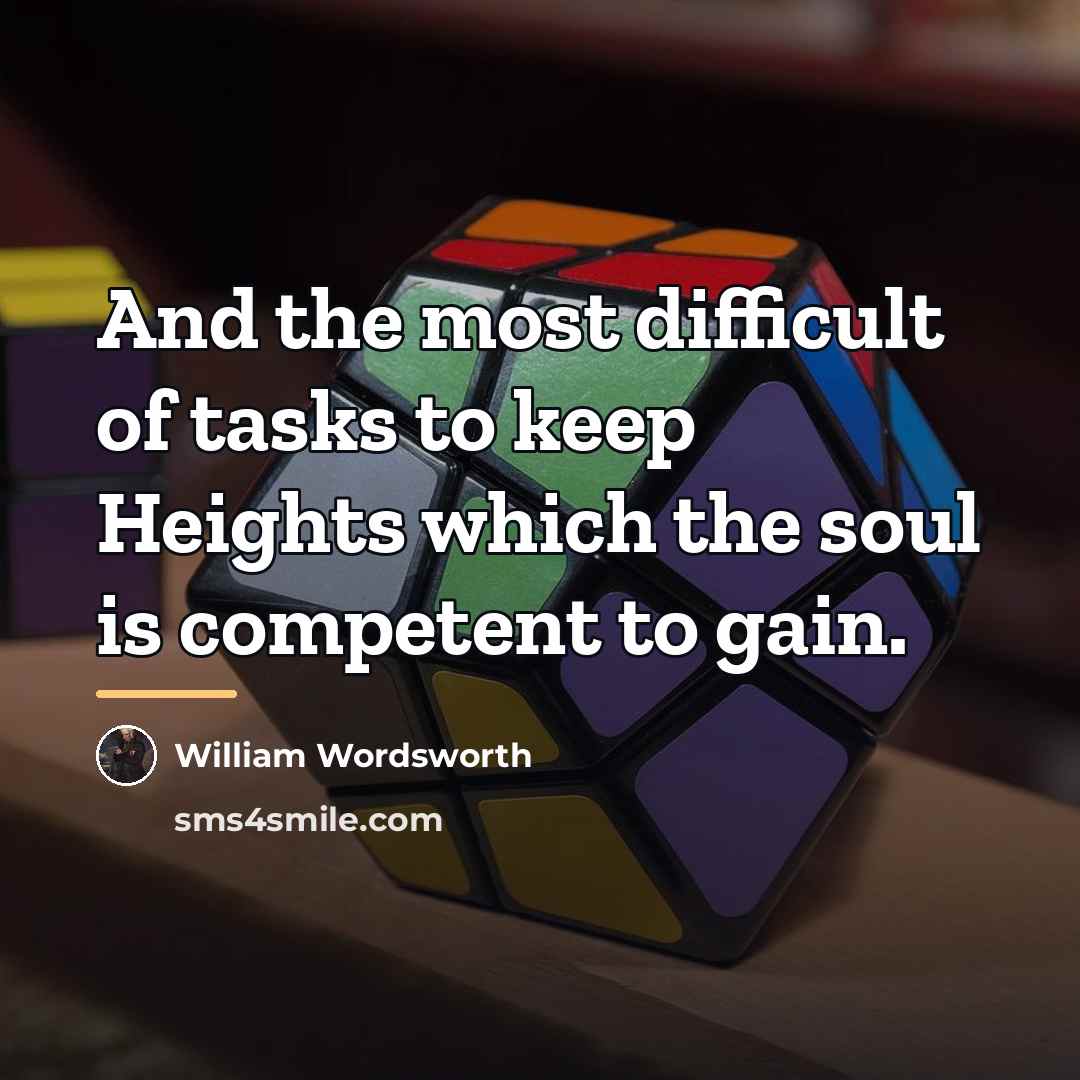 “And the most difficult of tasks to keep Heights which…” quote by William Wordsworth