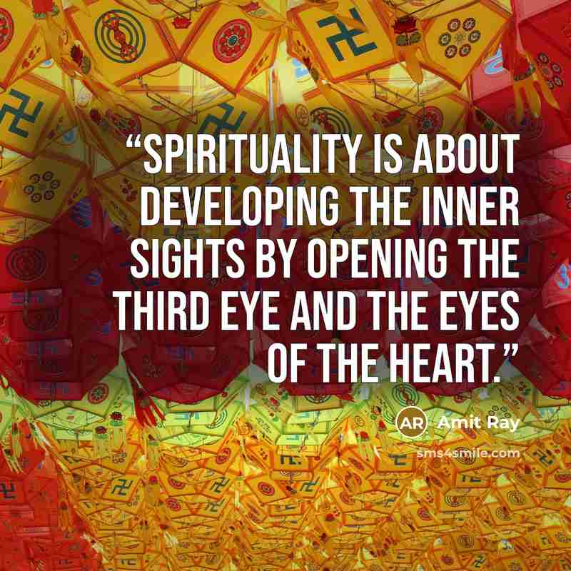 “Spirituality is about developing the inner sights by opening the third eye and the eyes of the heart.” quote by Amit Ray