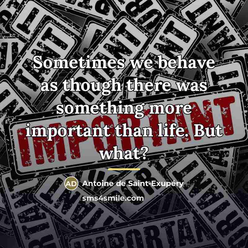 “Sometimes we behave as though there was something more important…” quote by Antoine de Saint-Exupery