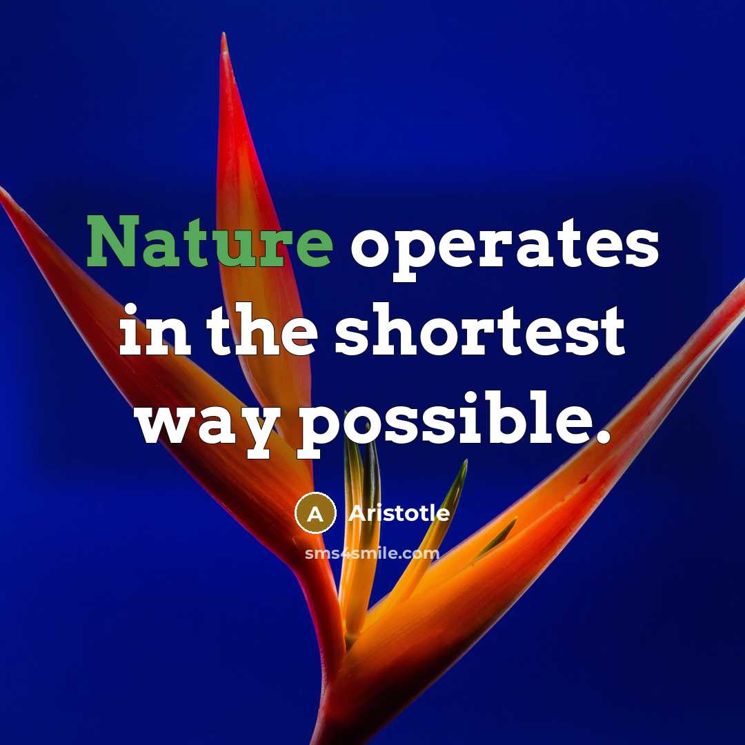 “Nature operates in the shortest way possible.…” quote by Aristotle