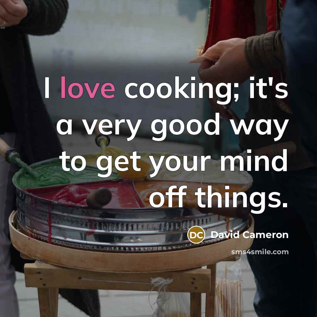 “I love cooking; it's a very good way to get…” quote by David Cameron