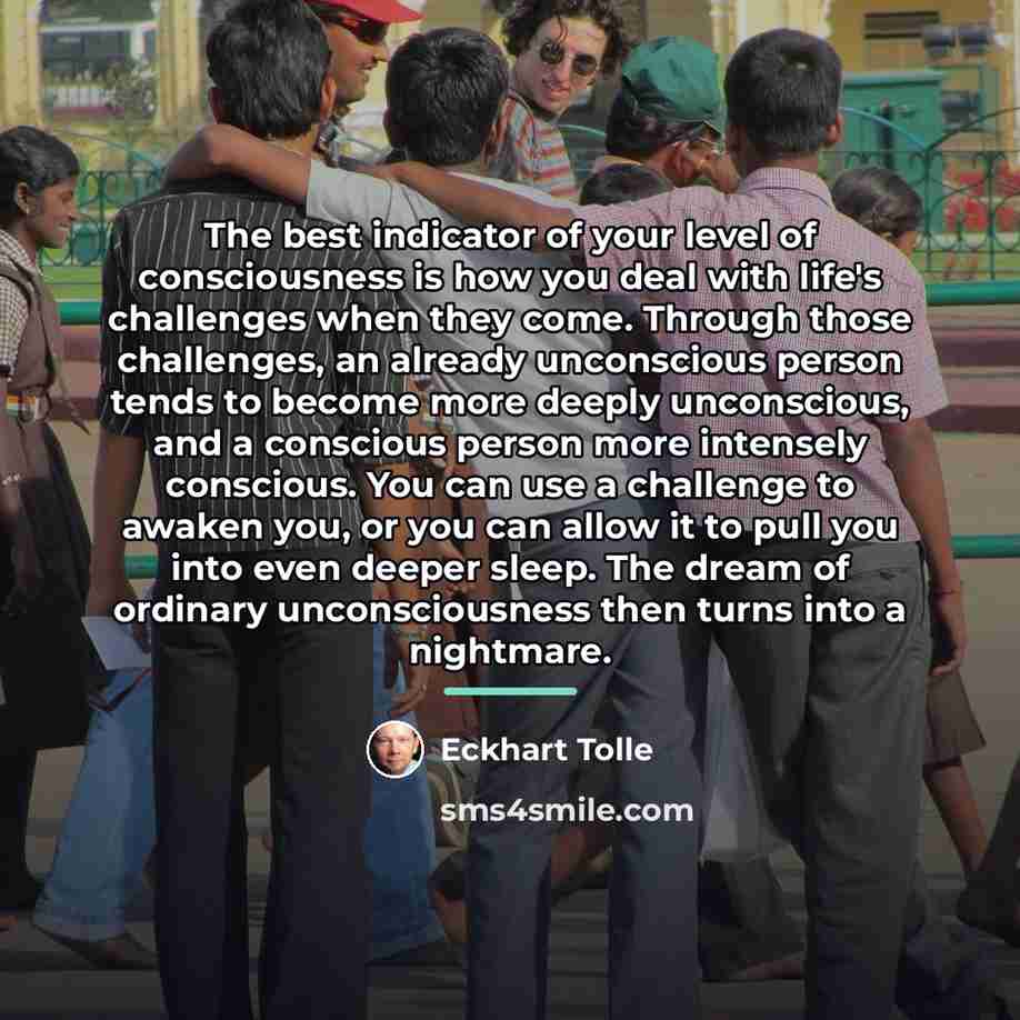 “The best indicator of your level of consciousness is how…” quote by Eckhart Tolle