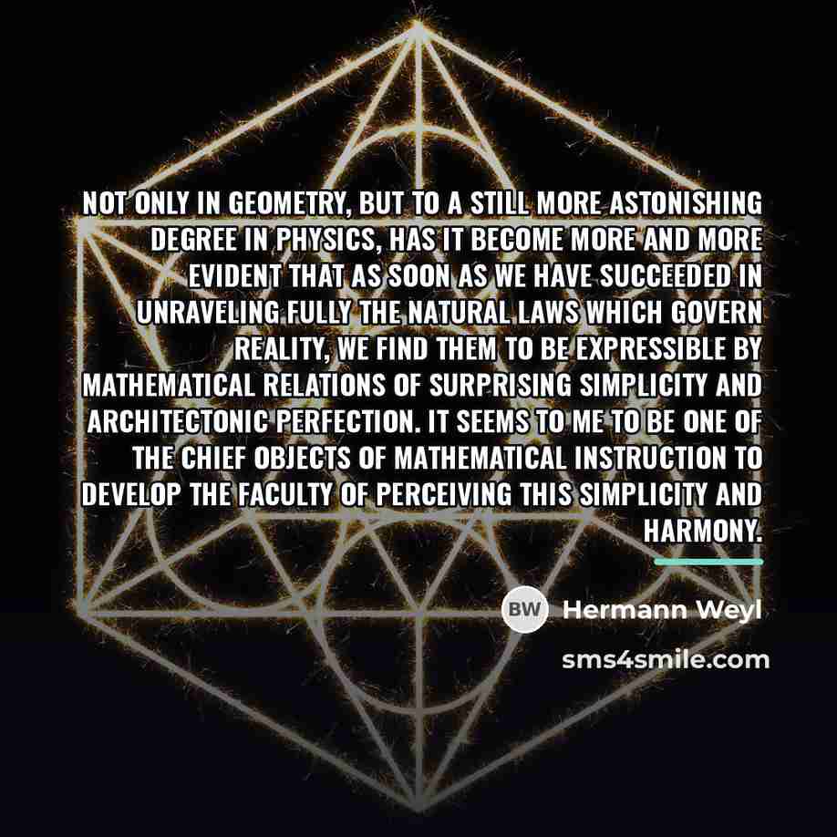 “Not only in geometry, but to a still more astonishing…” quote by Hermann Weyl