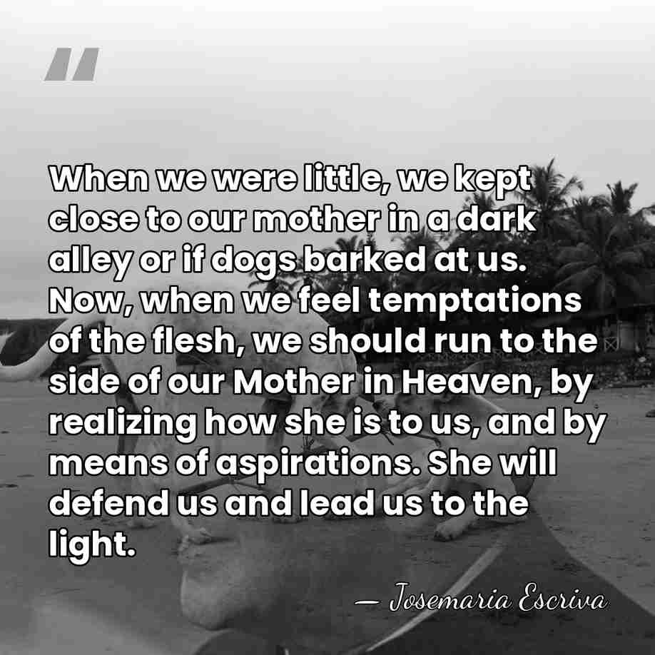 When we were little, we kept close to our mother in a&hellip; - Josemaria Escriva