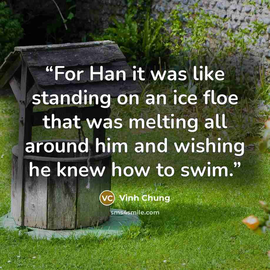 “For Han it was like standing on an ice floe that was melting all around him and wishing he knew how to swim.” quote by Vinh Chung