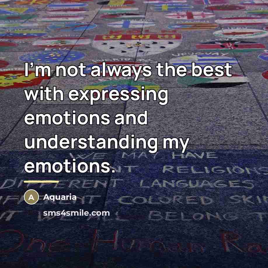“I'm not always the best with expressing emotions and understanding…” quote by Aquaria