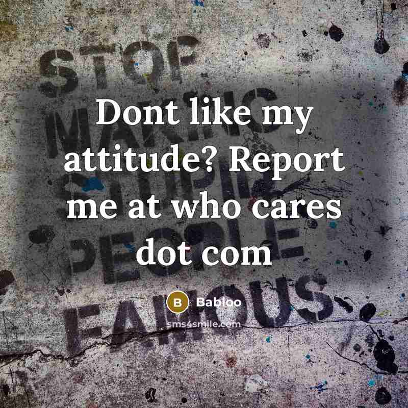 “Dont like my attitude? Report me at who cares dot…” quote by Babloo
