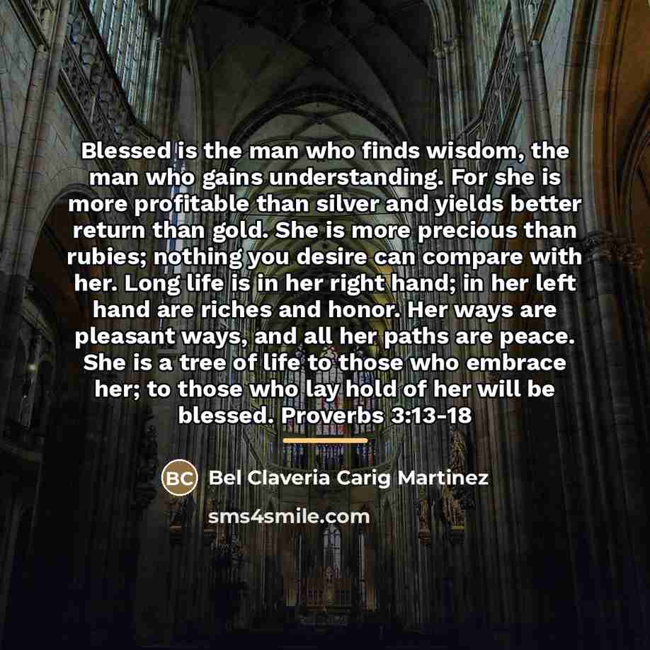 “Blessed is the man who finds wisdom, the man who…” quote by Bel Claveria Carig Martinez