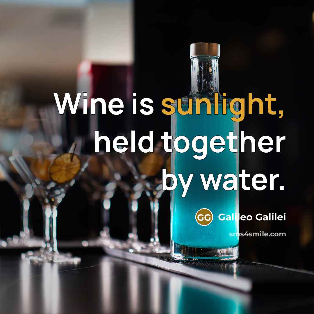 “Wine is sunlight, held together by water.…” quote by Galileo Galilei
