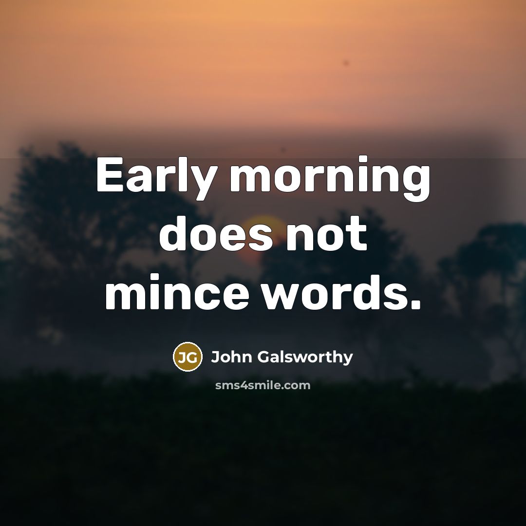 “Early morning does not mince words.…” quote by John Galsworthy