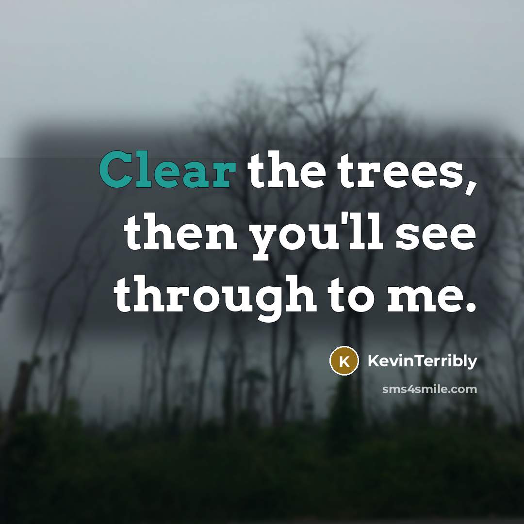 “Clear the trees, then you'll see through to me.…” quote by KevinTerribly