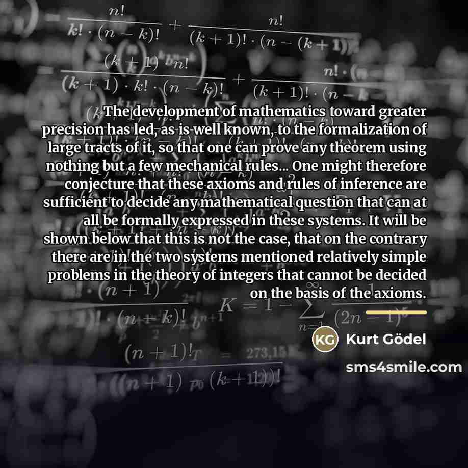 “The development of mathematics toward greater precision has led, as…” quote by Kurt Gödel