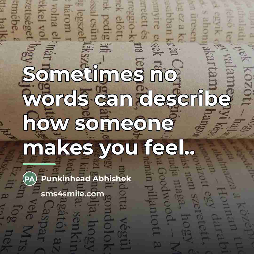“Sometimes no words can describe how someone makes you feel..…” quote by Punkinhead Abhishek