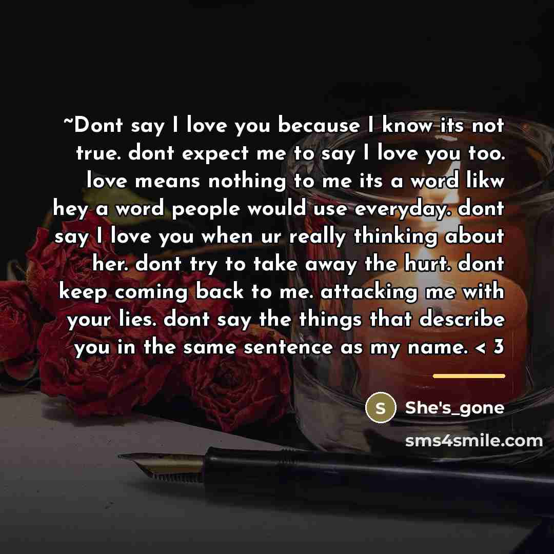 “~Dont say I love you because I know its not…” quote by She's_gone