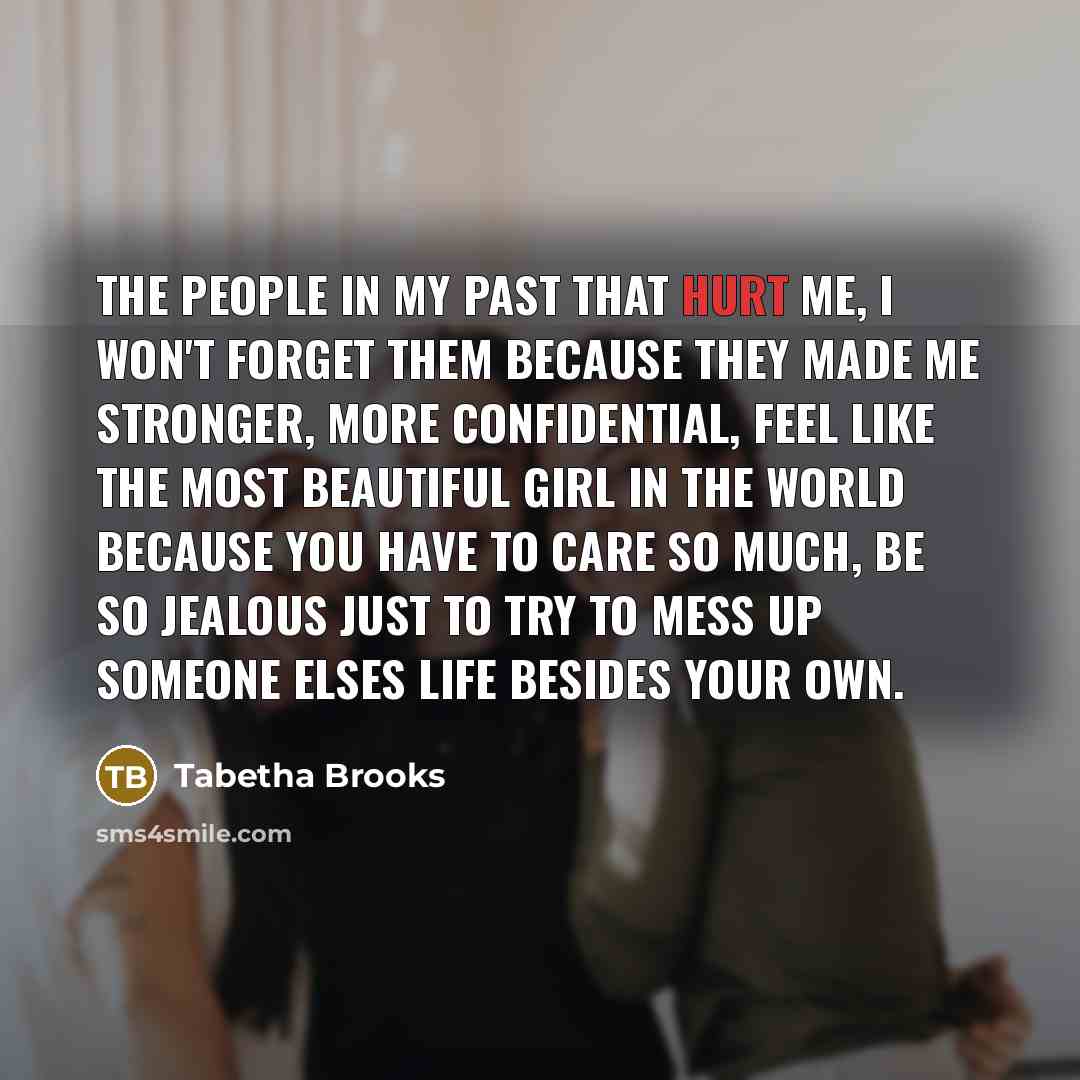 “The people in my past that hurt me, I won't…” quote by Tabetha Brooks