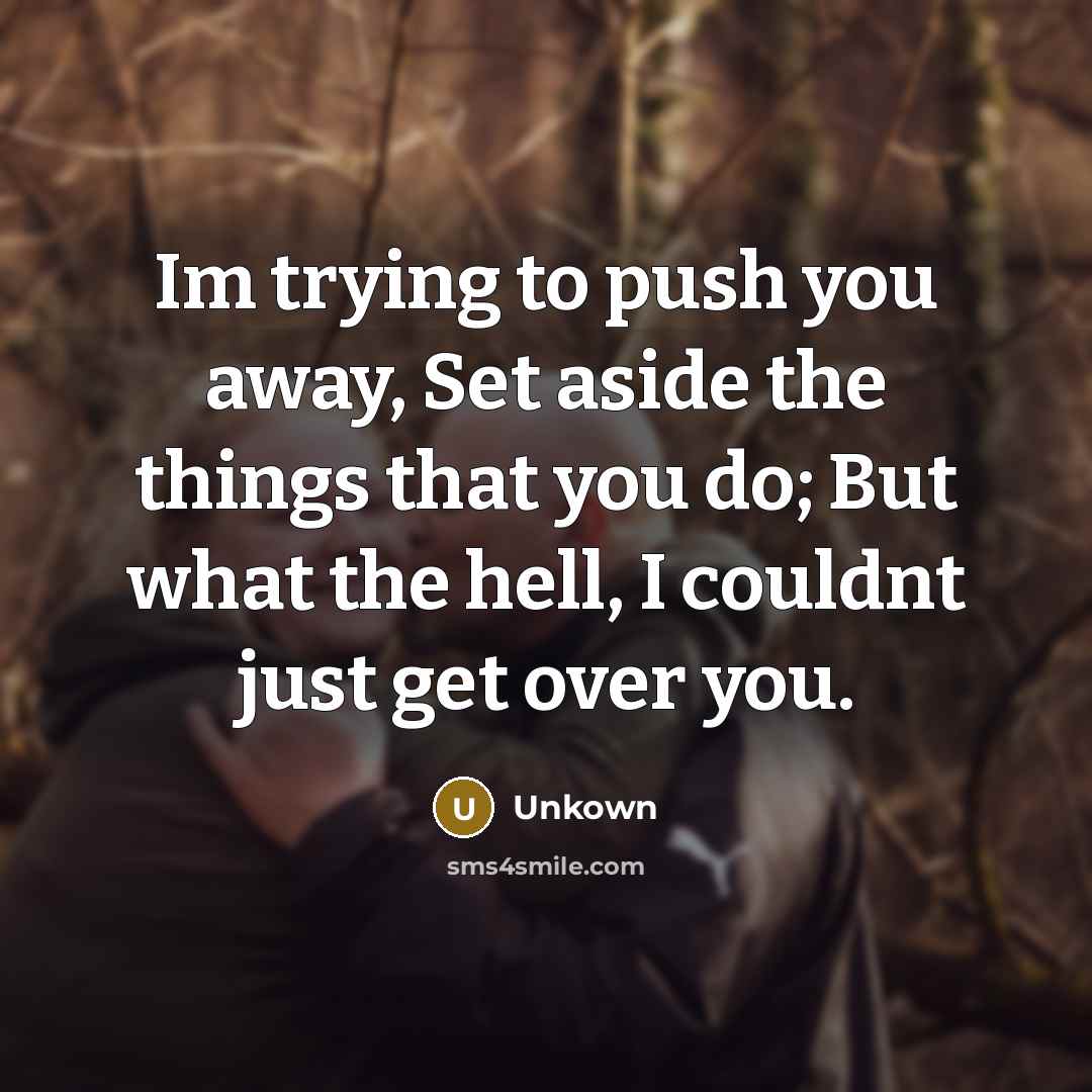 “Im trying to push you away, Set aside the things…” quote by Unkown