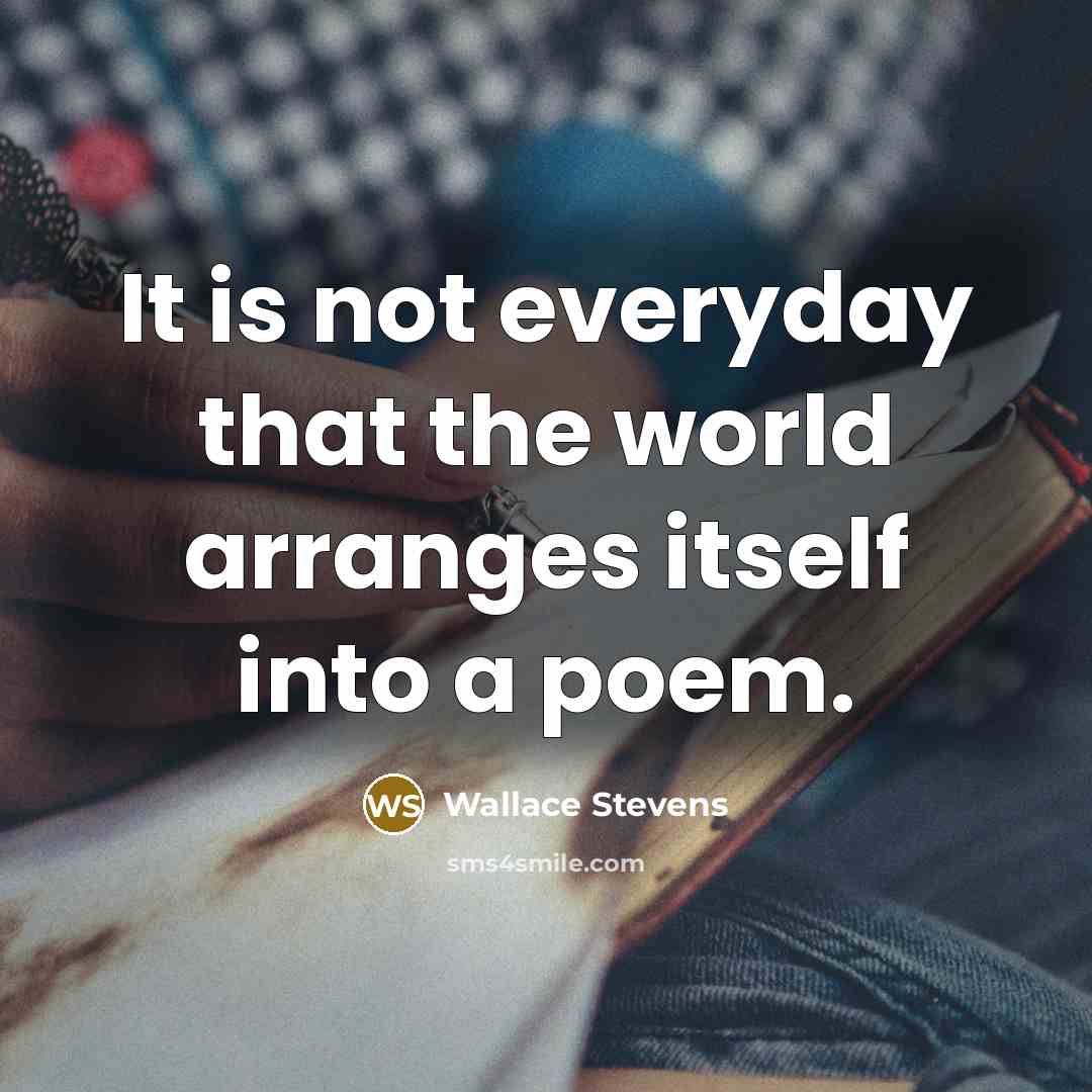 “It is not everyday that the world arranges itself into…” quote by Wallace Stevens