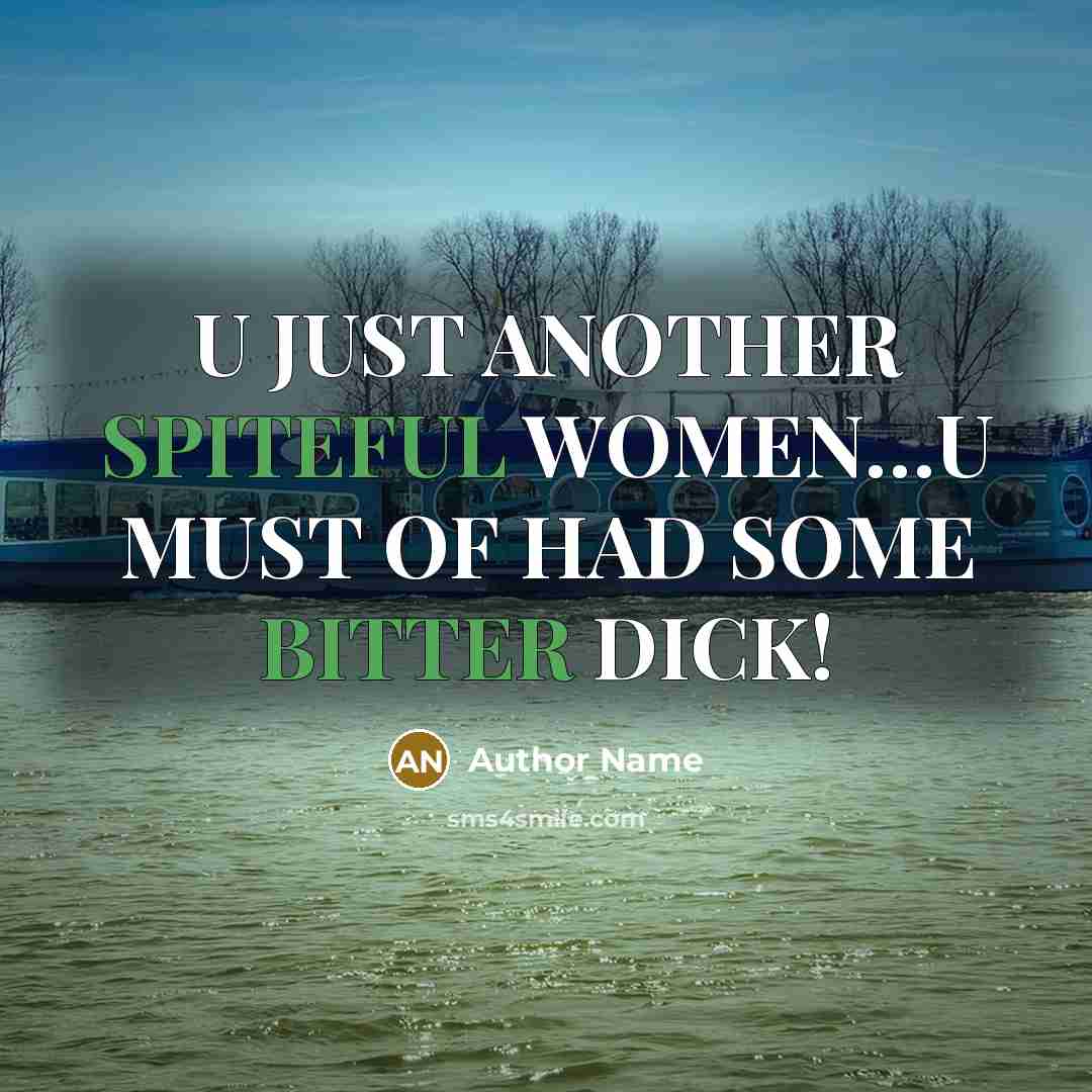 “U JUST ANOTHER SPITEFUL WOMEN…U MUST OF HAD SOME BITTER DICK!” quote by Author Name