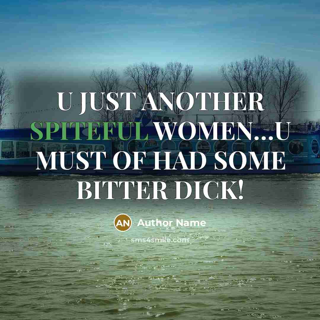 “U JUST ANOTHER SPITEFUL WOMEN....U MUST OF HAD SOME BITTER…” quote by Author Name