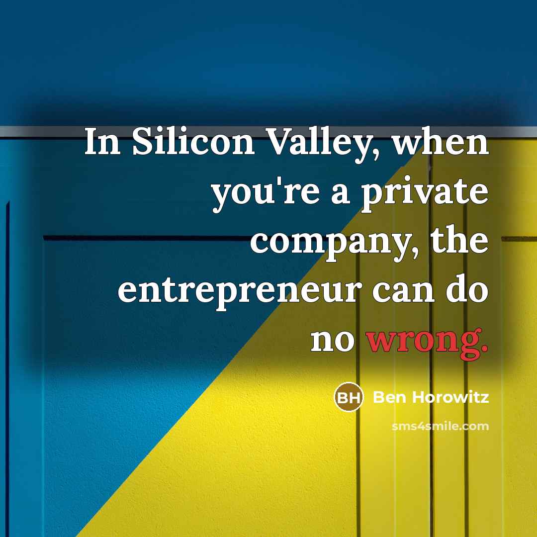 “In Silicon Valley, when you're a private company, the entrepreneur…” quote by Ben Horowitz