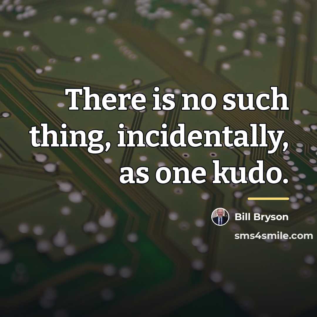 “There is no such thing, incidentally, as one kudo.…” quote by Bill Bryson