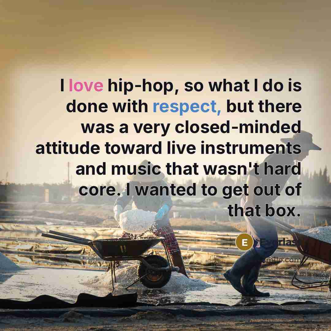 “I love hip-hop, so what I do is done with…” quote by Everlast
