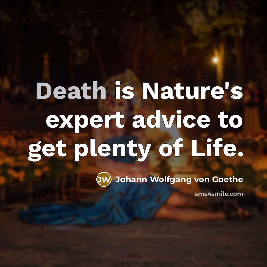 “Death is Nature's expert advice to get plenty of Life.…” quote by Johann Wolfgang von Goethe