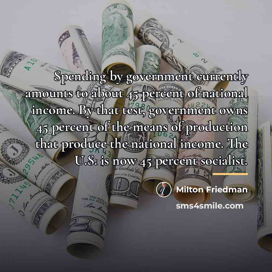 “Spending by government currently amounts to about 45 percent of…” quote by Milton Friedman