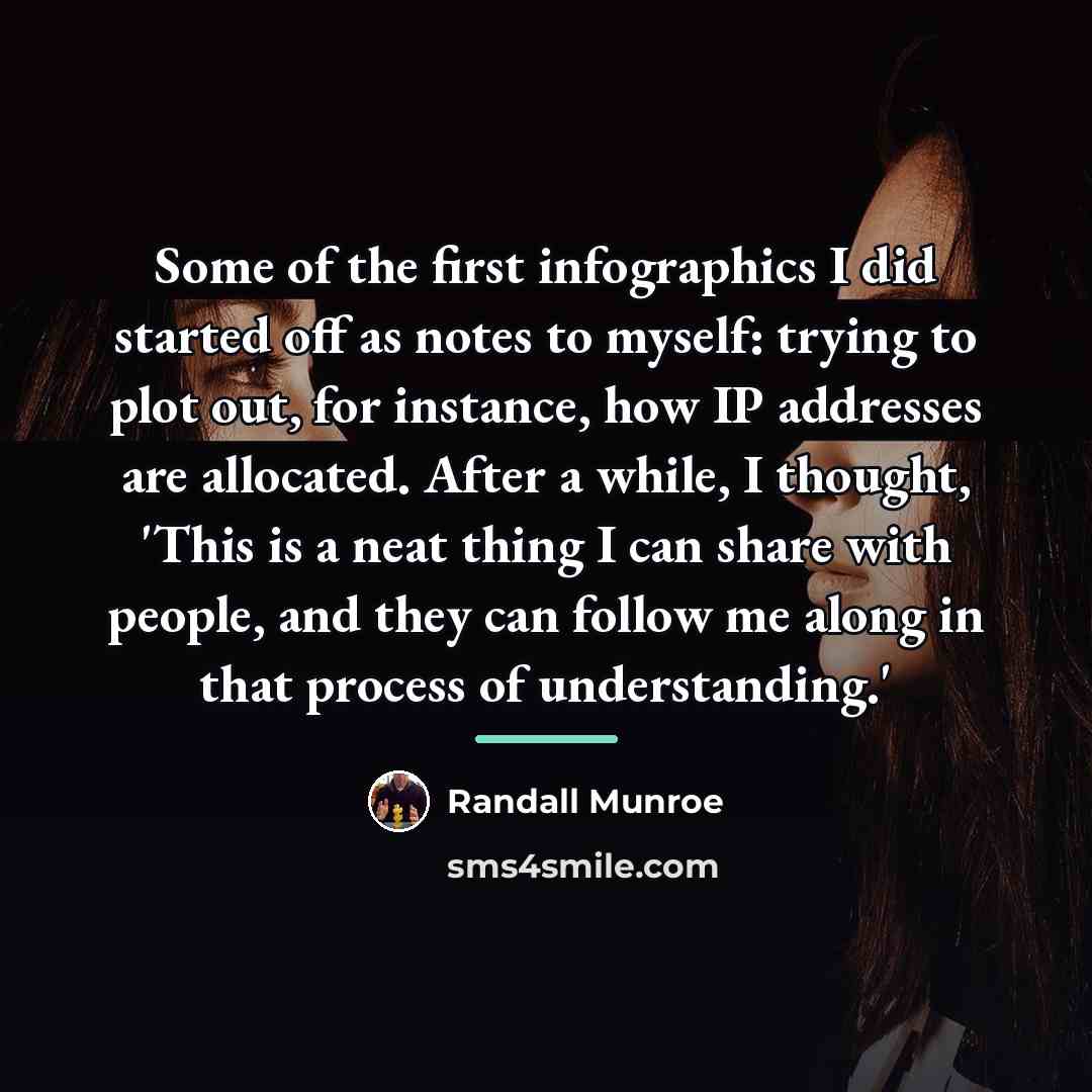 “Some of the first infographics I did started off as…” quote by Randall Munroe