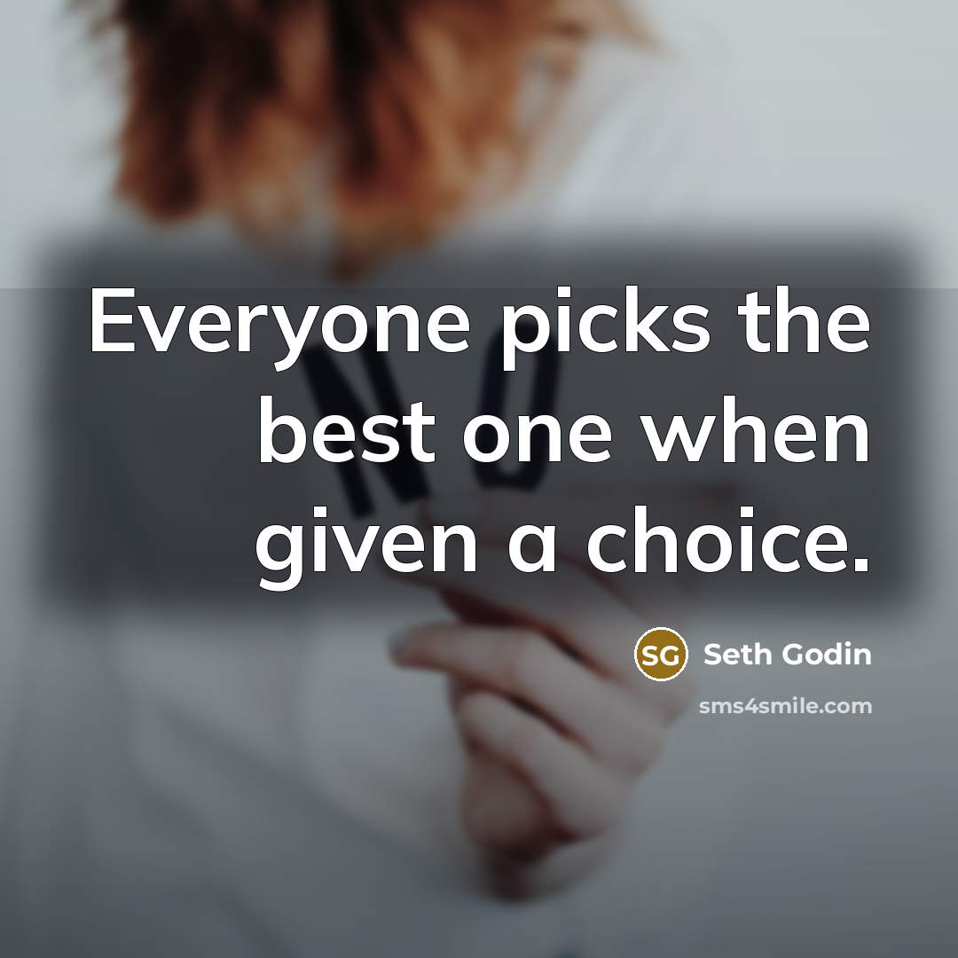“Everyone picks the best one when given a choice.…” quote by Seth Godin