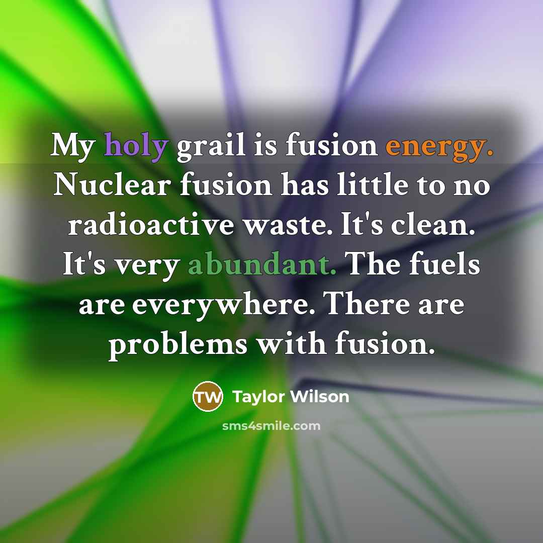 “My holy grail is fusion energy. Nuclear fusion has little…” quote by Taylor Wilson