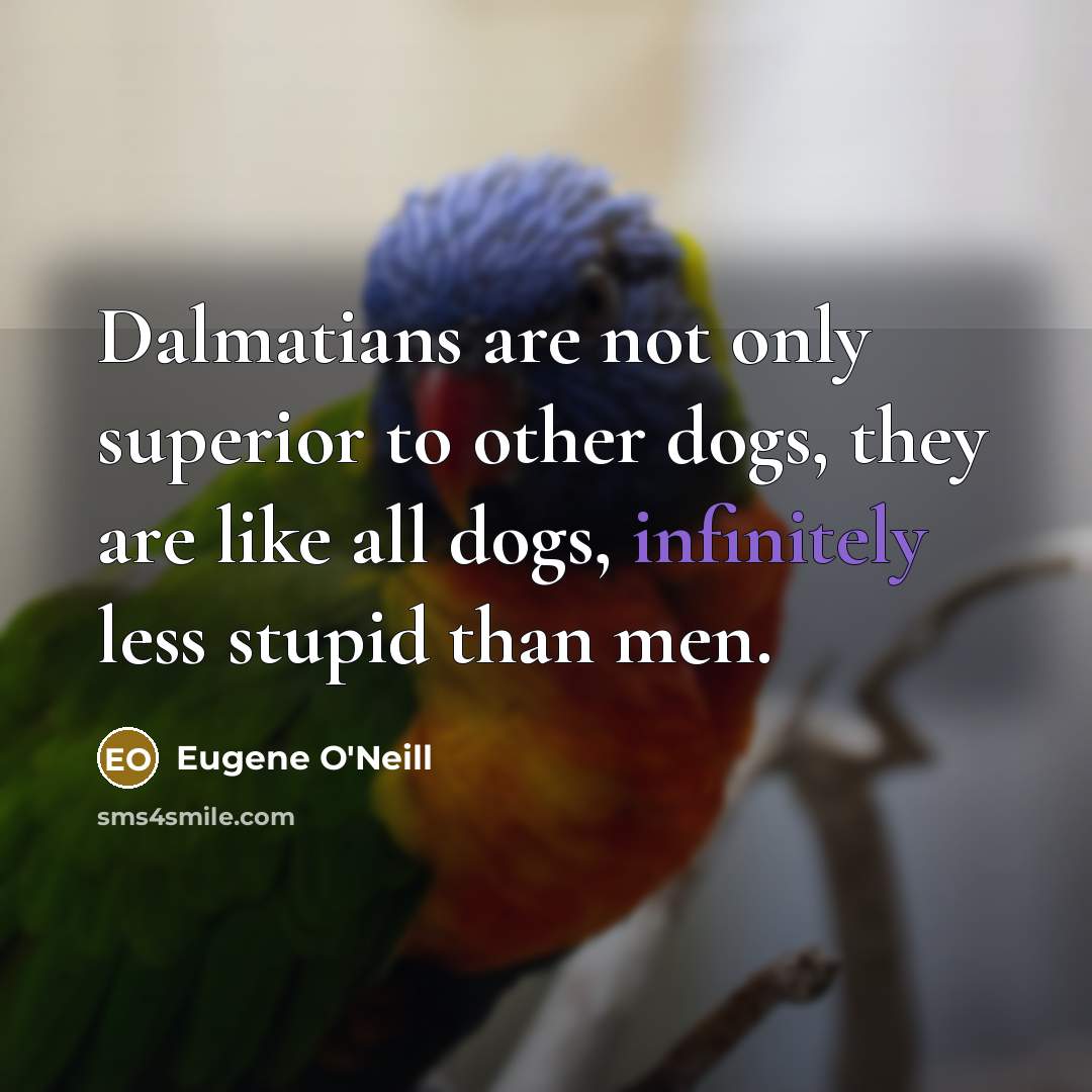 “Dalmatians are not only superior to other dogs, they are like all dogs, infinitely less stupid than men.” quote by Eugene O'Neill