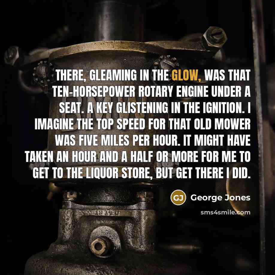 “There, gleaming in the glow, was that ten-horsepower rotary engine…” quote by George Jones