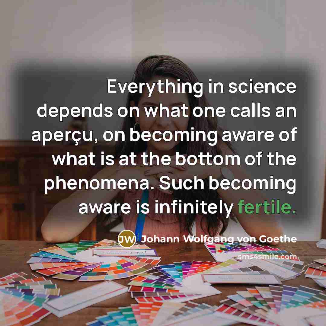 “Everything in science depends on what one calls an aperçu,…” quote by Johann Wolfgang von Goethe