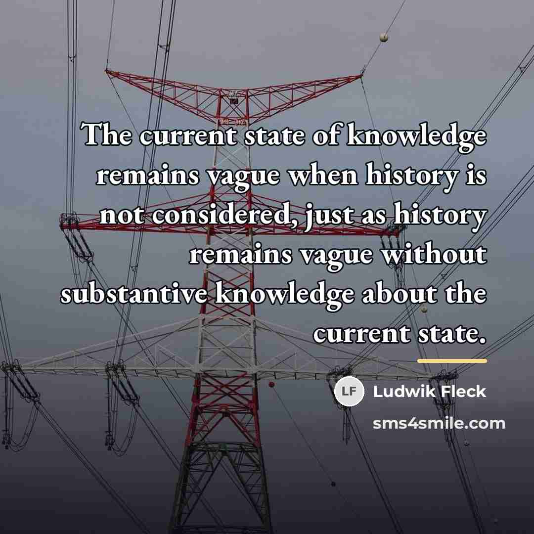 “The current state of knowledge remains vague when history is…” quote by Ludwik Fleck
