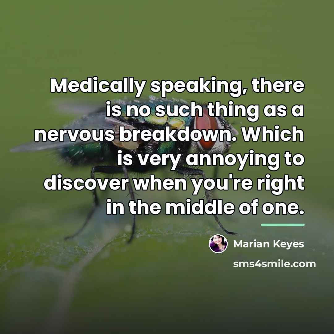 “Medically speaking, there is no such thing as a nervous…” quote by Marian Keyes