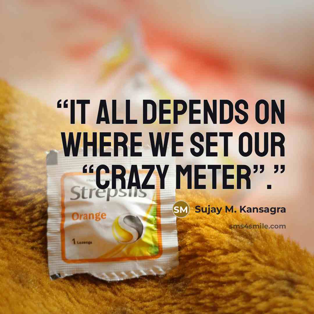 “It all depends on where we set our “crazy meter”.” quote by Sujay M. Kansagra