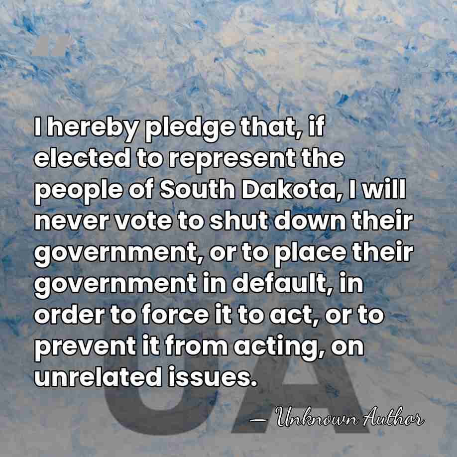 I hereby pledge that, if elected to represent the people of South&hellip; - Rick Weiland