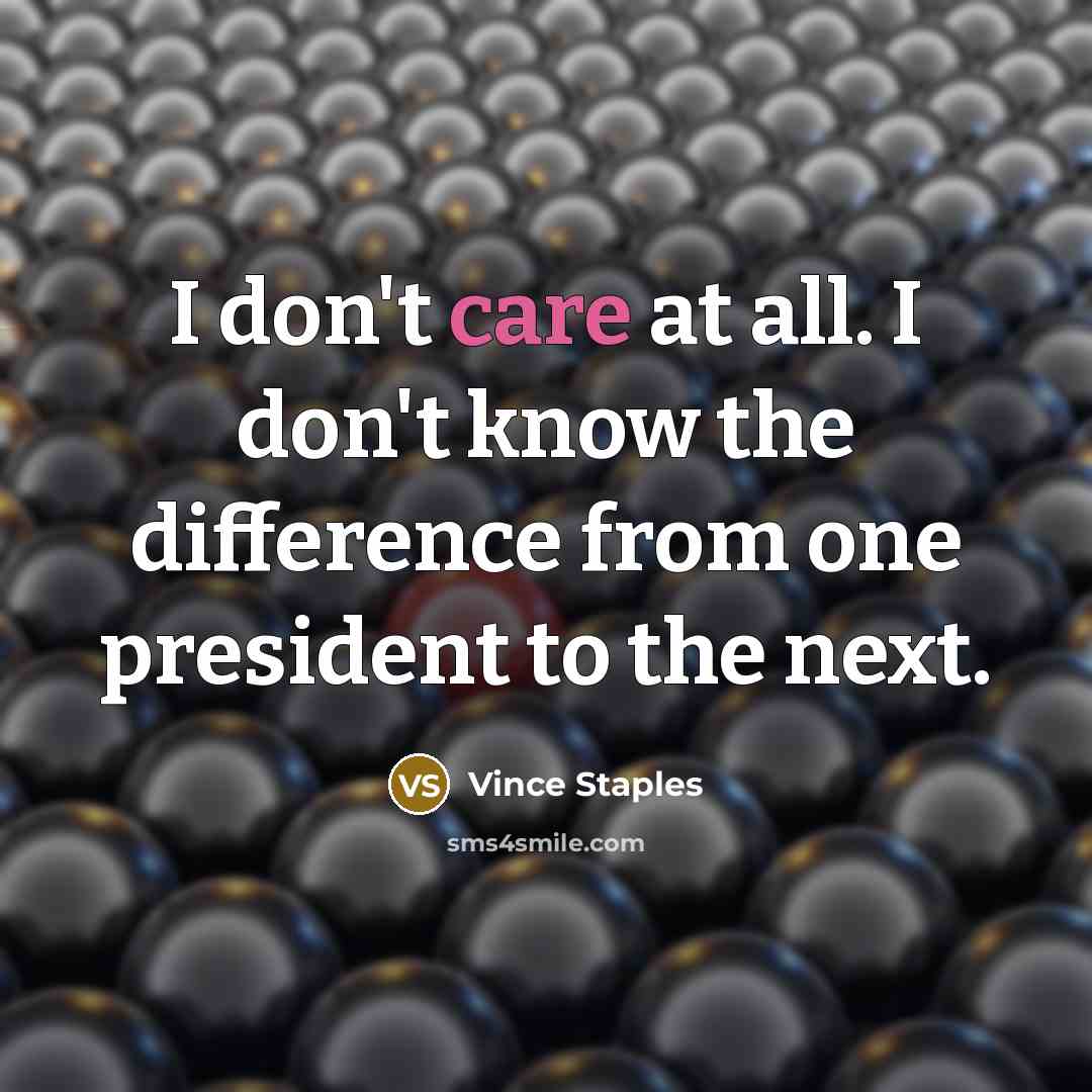 “I don't care at all. I don't know the difference…” quote by Vince Staples