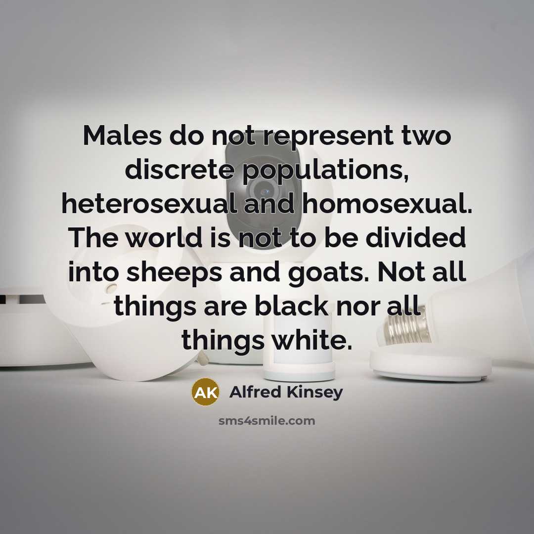 “Males do not represent two discrete populations, heterosexual and homosexual.…” quote by Alfred Kinsey