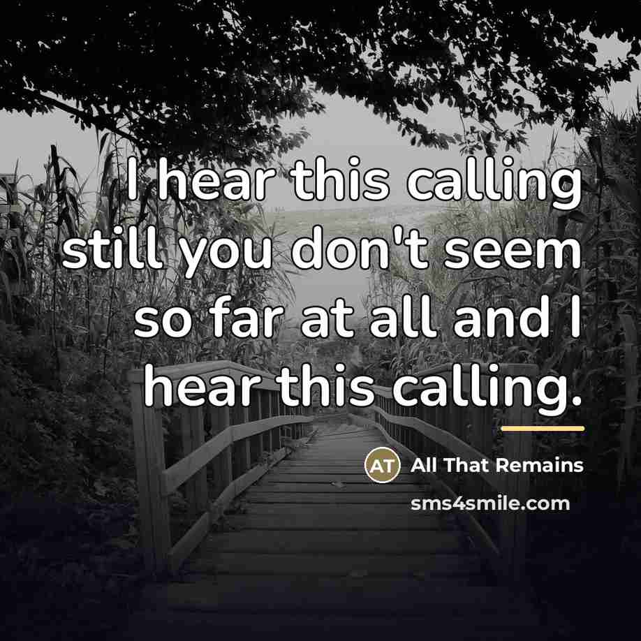 “I hear this calling still you don't seem so far…” quote by All That Remains