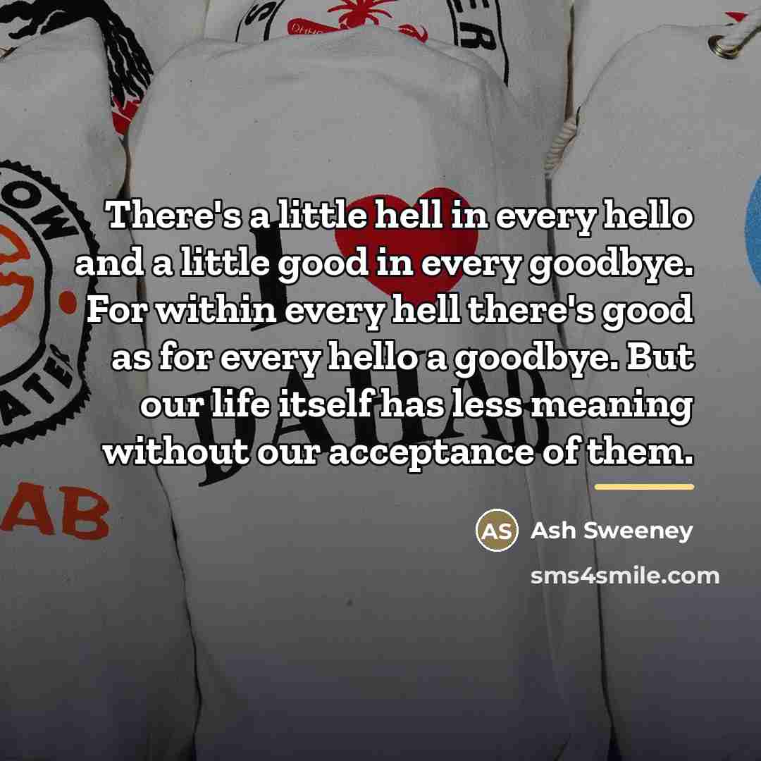 “There's a little hell in every hello and a little…” quote by Ash Sweeney