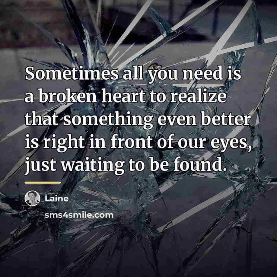 “Sometimes all you need is a broken heart to realize…” quote by Laine