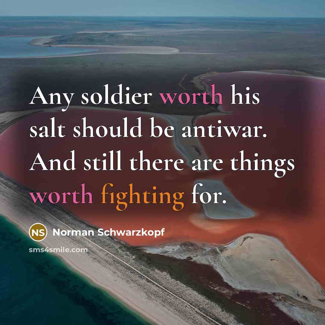 “Any soldier worth his salt should be antiwar. And still…” quote by Norman Schwarzkopf