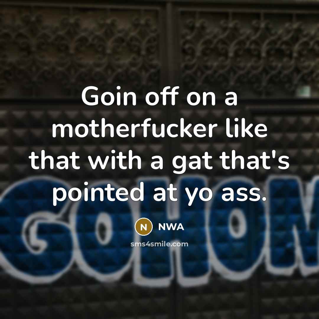 “Goin off on a motherfucker like that with a gat…” quote by NWA